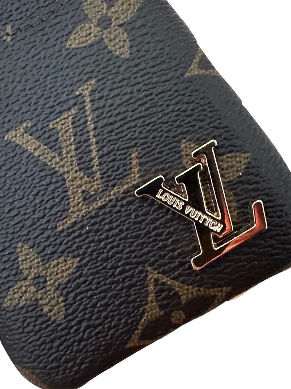 Louis Vuitton LV Monogram Brown Leather iPhone X Case with Card Pocket Set